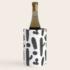 Retro black and white cactus plant pattern Wine Chiller Gallery Image 2