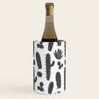 Retro black and white cactus plant pattern Wine Chiller Gallery Image 3