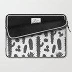 Retro black and white cactus plant pattern Laptop Sleeve Gallery Image 2