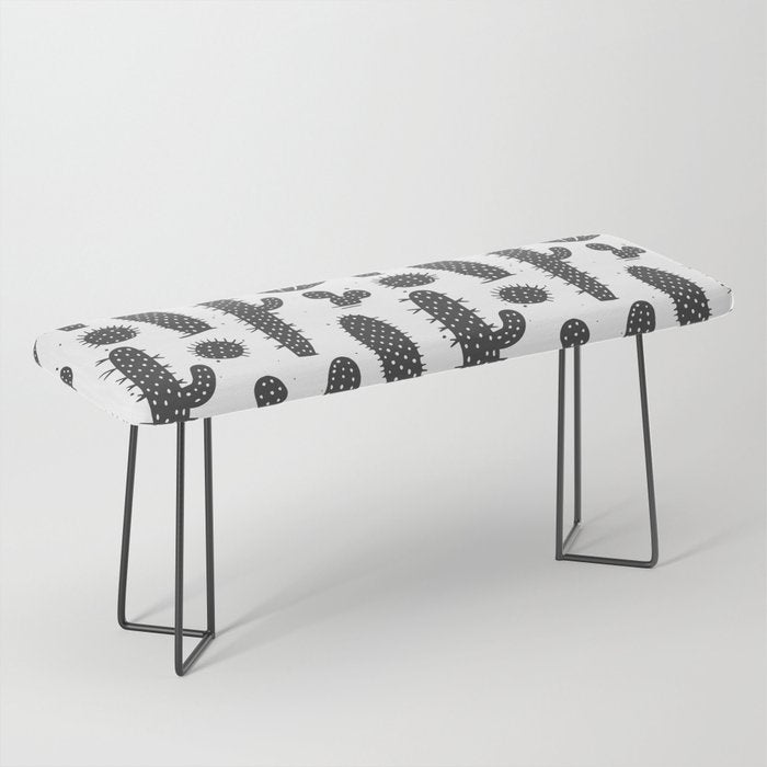 Retro black and white cactus plant pattern Bench Gallery Image 1