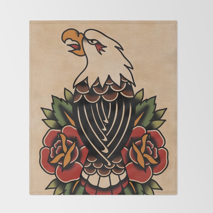 Colour Vintage Eagle Throw Blanket Gallery Image 2