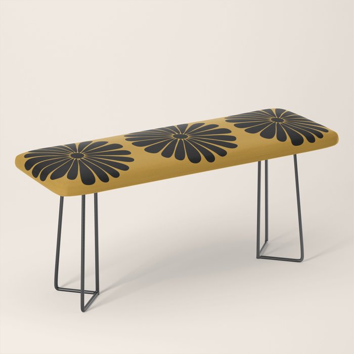 Retro Daisy Abstract VIII Golden Yellow Bold Floral Bench Gallery Image 1