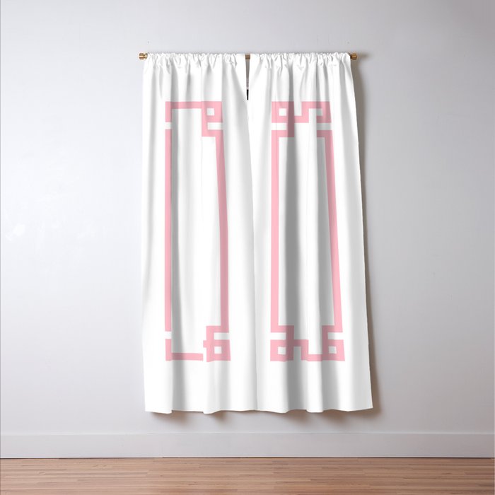 Pink Greek Key Border Window Curtain Gallery Image 3