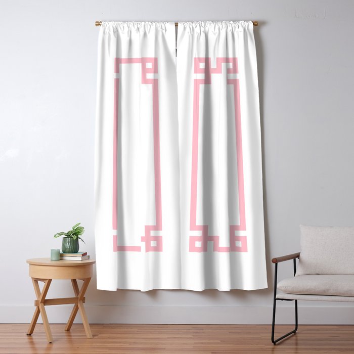 Pink Greek Key Border Window Curtain Gallery Image 1