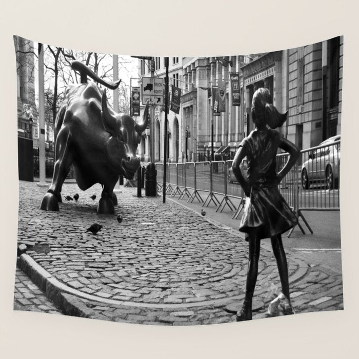 Fearless Girl and the Charging Bull Wall Tapestry Gallery Image 4