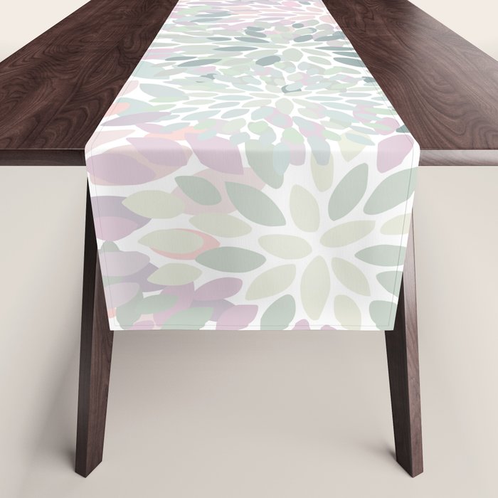 Festive, Floral Prints, Pink and Green, Modern Print Art Table Runner Gallery Image 1