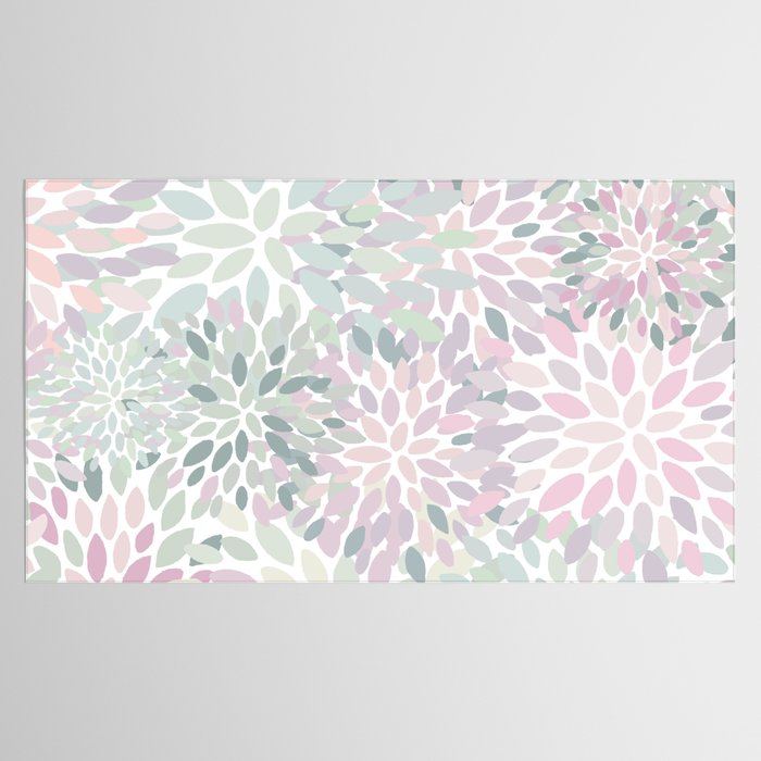 Festive, Floral Prints, Pink and Green, Modern Print Art Tablecloth Gallery Image 2