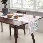 Festive, Floral Prints, Pink and Green, Modern Print Art Table Runner Gallery Image 2