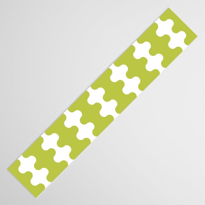 Wavy Stripes Chartreuse Lime and White Ogee A-Go-Go Retro Contemporary Pattern Table Runner Gallery Image 3