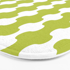 Wavy Stripes Chartreuse Lime and White Ogee A-Go-Go Retro Contemporary Pattern Bath Mat Gallery Image 3