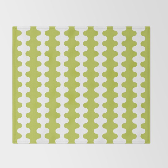 Wavy Stripes Chartreuse Lime and White Ogee A-Go-Go Retro Contemporary Pattern Throw Blanket Gallery Image 2