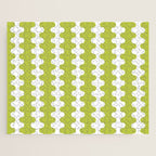 Wavy Stripes Chartreuse Lime and White Ogee A-Go-Go Retro Contemporary Pattern Jigsaw Puzzle Gallery Image 1