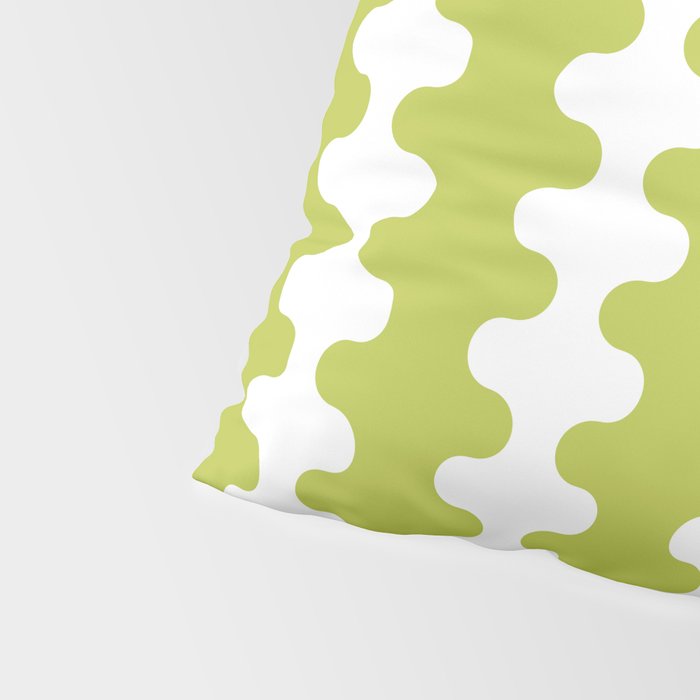 Wavy Stripes Chartreuse Lime and White Ogee A-Go-Go Retro Contemporary Pattern Pillow Sham Gallery Image 4