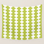 Wavy Stripes Chartreuse Lime and White Ogee A-Go-Go Retro Contemporary Pattern Wall Tapestry Gallery Image 4