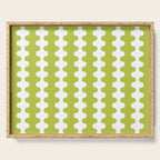 Wavy Stripes Chartreuse Lime and White Ogee A-Go-Go Retro Contemporary Pattern Serving Tray Gallery Image 1