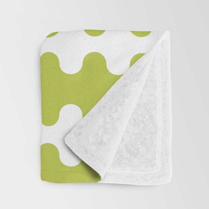 Wavy Stripes Chartreuse Lime and White Ogee A-Go-Go Retro Contemporary Pattern Throw Blanket Gallery Image 3