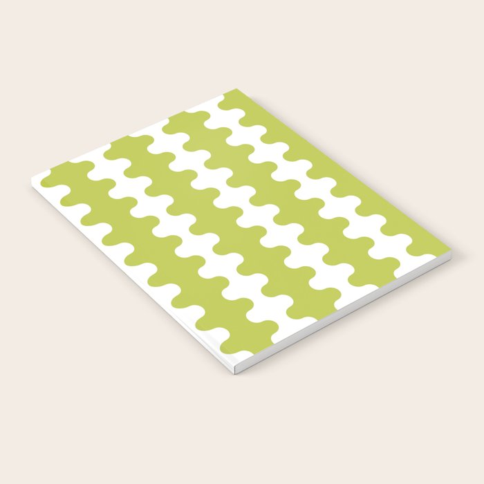 Wavy Stripes Chartreuse Lime and White Ogee A-Go-Go Retro Contemporary Pattern Notebook Gallery Image 2