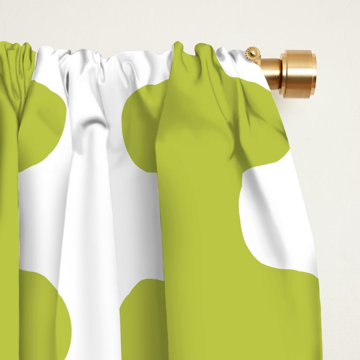 Wavy Stripes Chartreuse Lime and White Ogee A-Go-Go Retro Contemporary Pattern Window Curtain Gallery Image 2