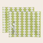 Wavy Stripes Chartreuse Lime and White Ogee A-Go-Go Retro Contemporary Pattern Placemat Gallery Image 1