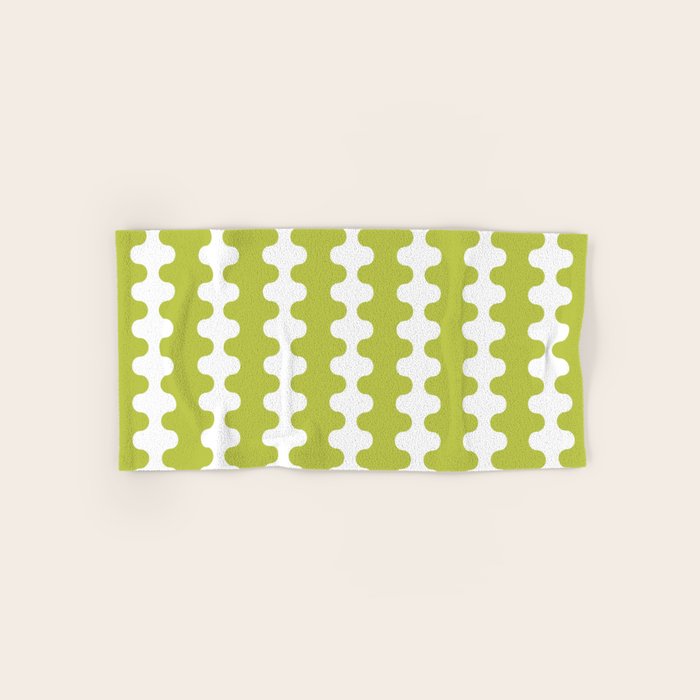 Wavy Stripes Chartreuse Lime and White Ogee A-Go-Go Retro Contemporary Pattern Bath Towel Gallery Image 1