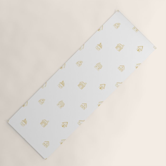 Winter christmas gingerbread house doodle pattern Yoga Mat Gallery Image 1