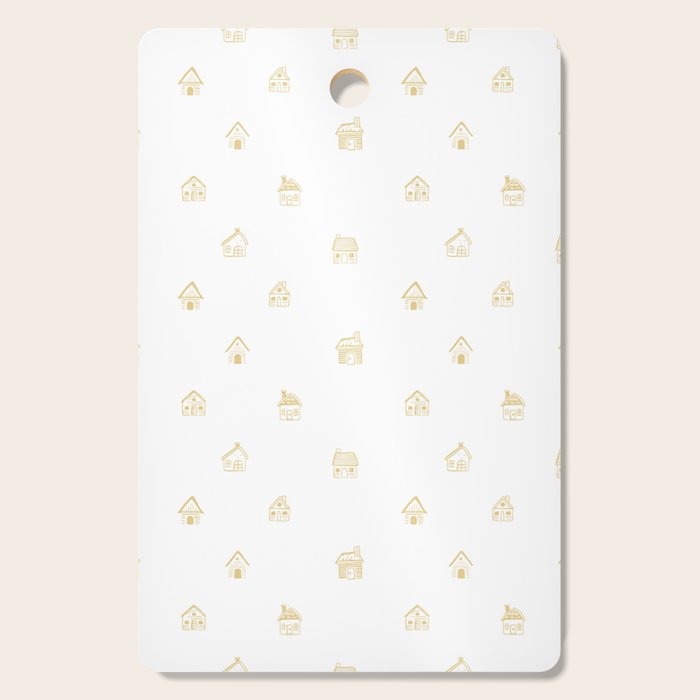 Winter christmas gingerbread house doodle pattern Cutting Board Gallery Image 1
