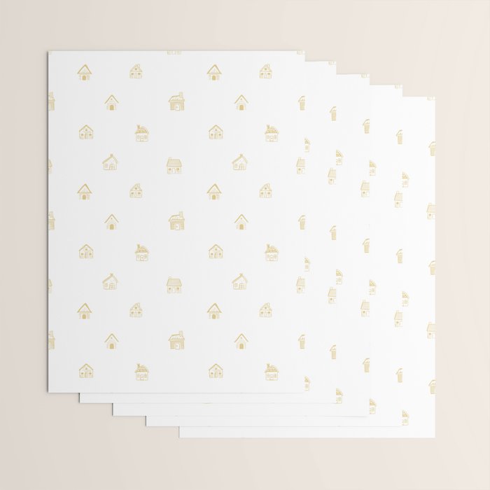 Winter christmas gingerbread house doodle pattern Wrapping Paper Gallery Image 3