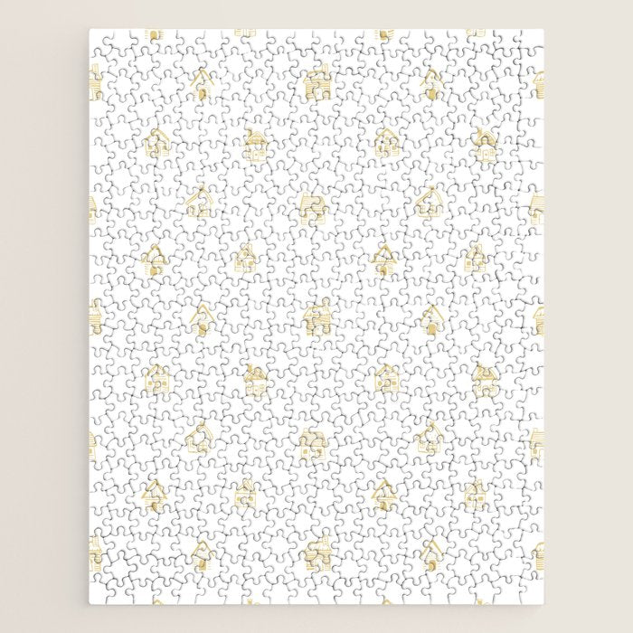 Winter christmas gingerbread house doodle pattern Jigsaw Puzzle Gallery Image 1