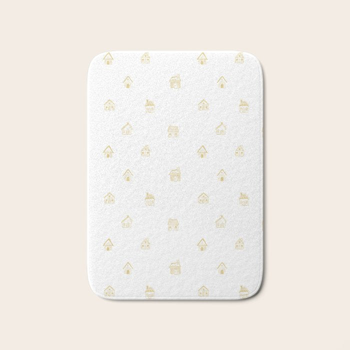 Winter christmas gingerbread house doodle pattern Bath Mat Gallery Image 1
