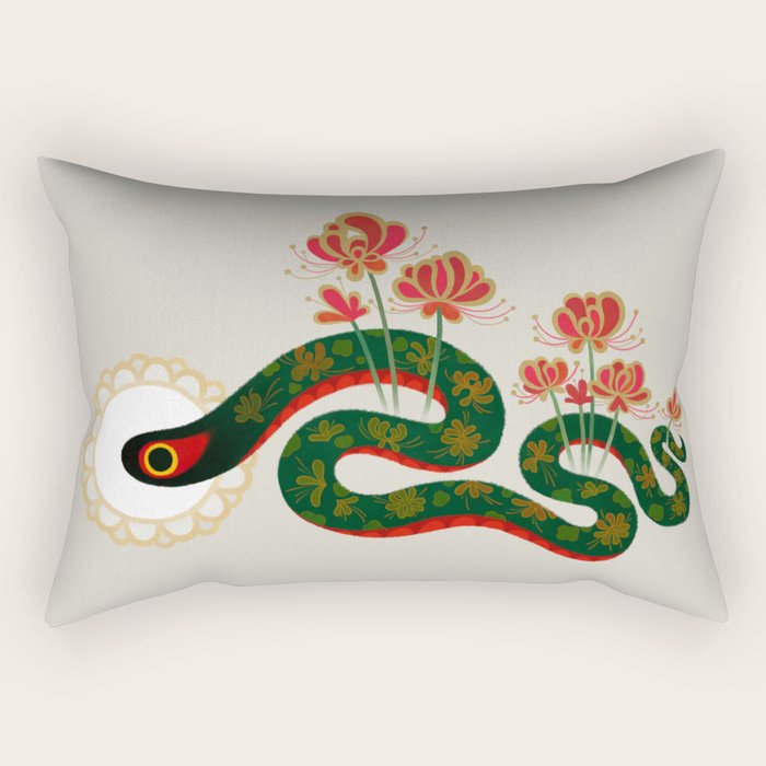 Snake and flowers Rectangular Pillow Gallery Image 2