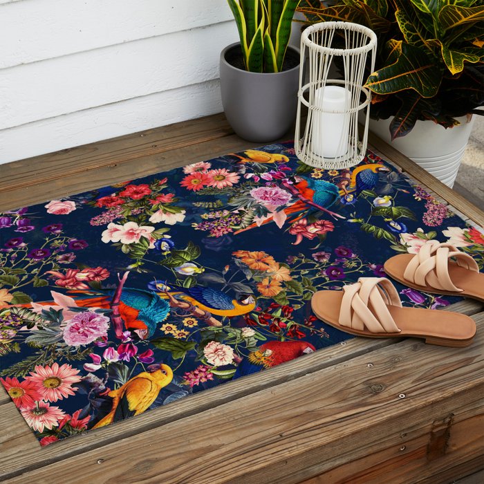 FLORAL AND BIRDS XII Outdoor Rug Gallery Image 2