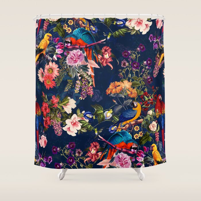 FLORAL AND BIRDS XII Shower Curtain Gallery Image 1
