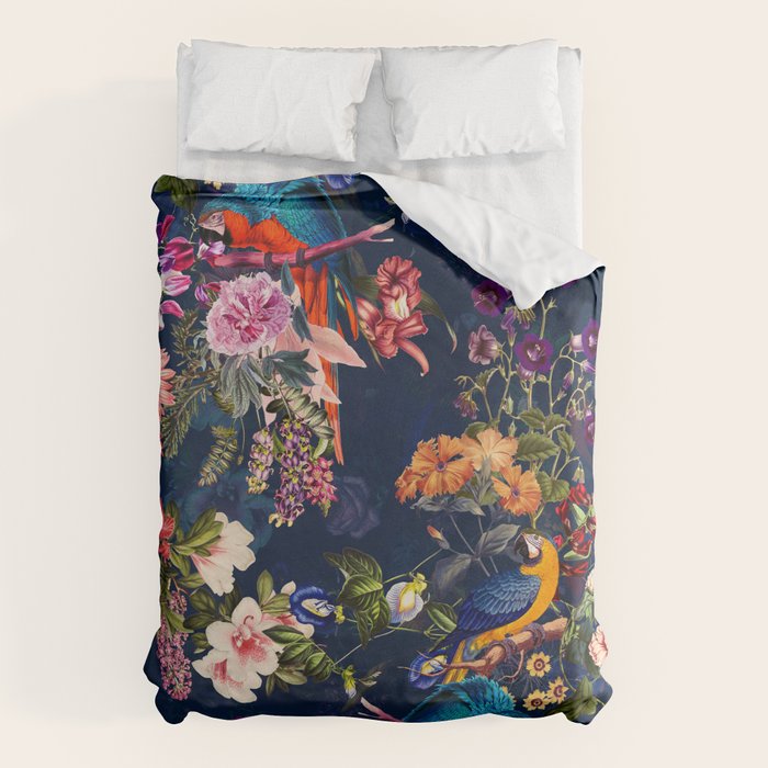 FLORAL AND BIRDS XII Duvet Cover Gallery Image 1