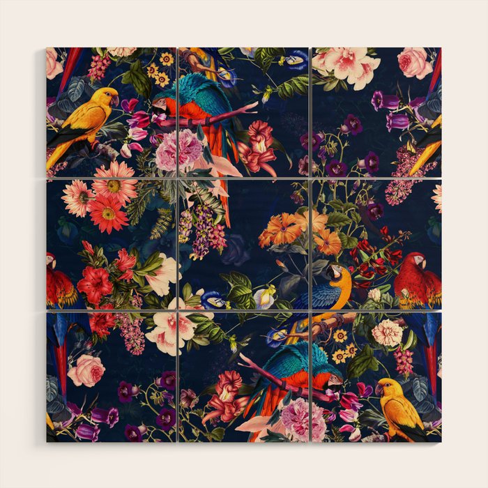 FLORAL AND BIRDS XII Wood Wall Art Gallery Image 1