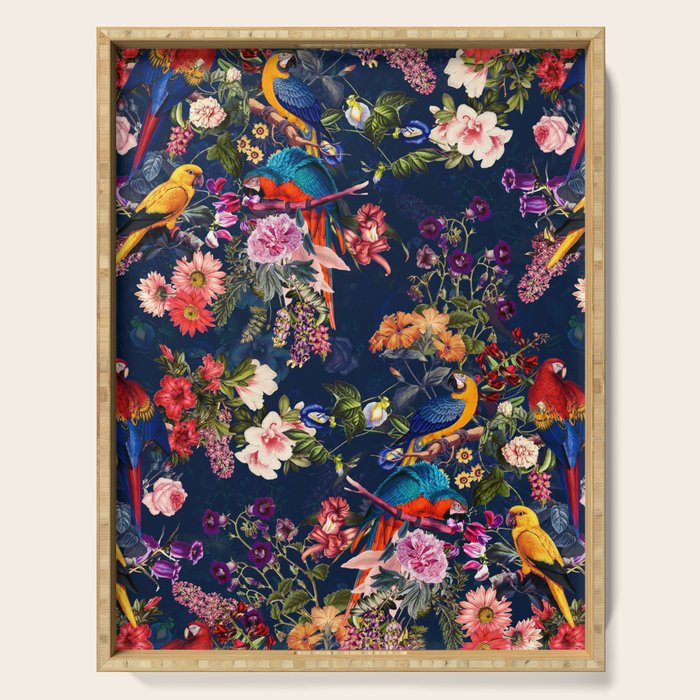 FLORAL AND BIRDS XII Serving Tray Gallery Image 1