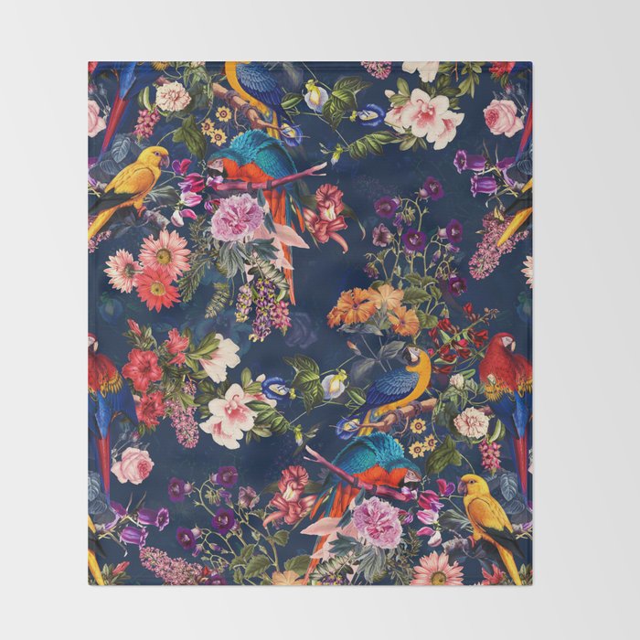 FLORAL AND BIRDS XII Throw Blanket Gallery Image 2
