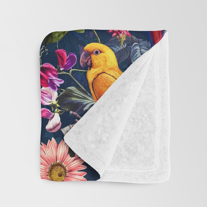 FLORAL AND BIRDS XII Throw Blanket Gallery Image 3