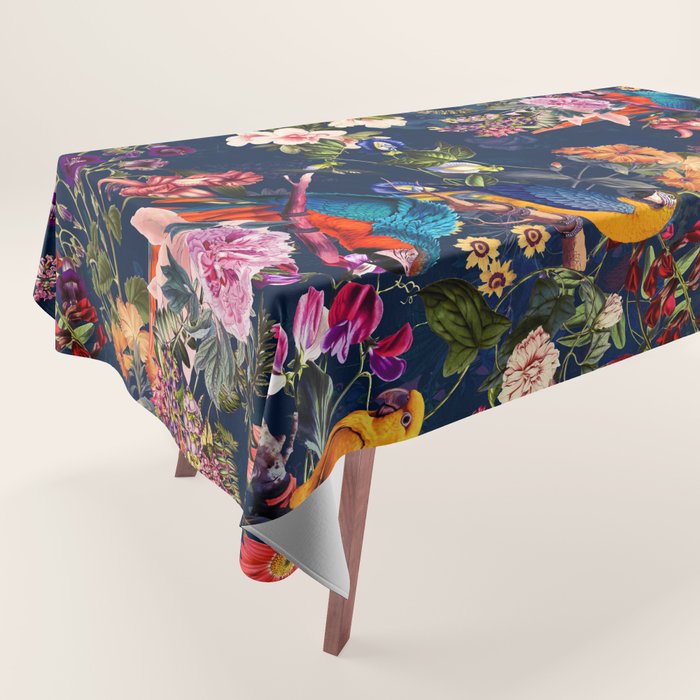 FLORAL AND BIRDS XII Tablecloth Gallery Image 1