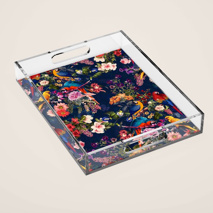 FLORAL AND BIRDS XII Acrylic Tray Gallery Image 1