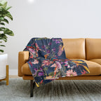 FLORAL AND BIRDS XII Throw Blanket Gallery Image 1