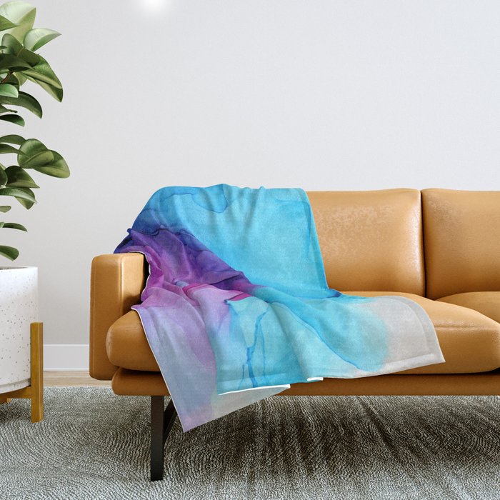 Aqua Pop - Alcohol Ink Painting Throw Blanket Gallery Image 1