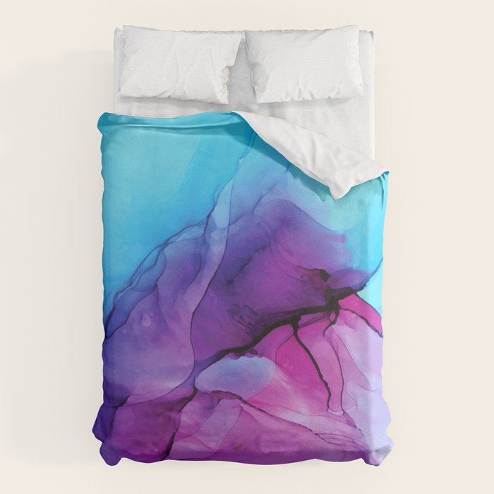 Aqua Pop - Alcohol Ink Painting Duvet Cover Gallery Image 6