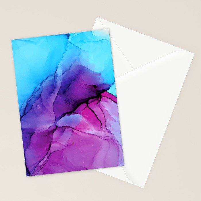 Aqua Pop - Alcohol Ink Painting Stationery Card Gallery Image 2
