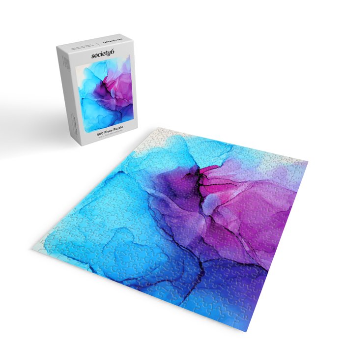 Aqua Pop - Alcohol Ink Painting Jigsaw Puzzle Gallery Image 2