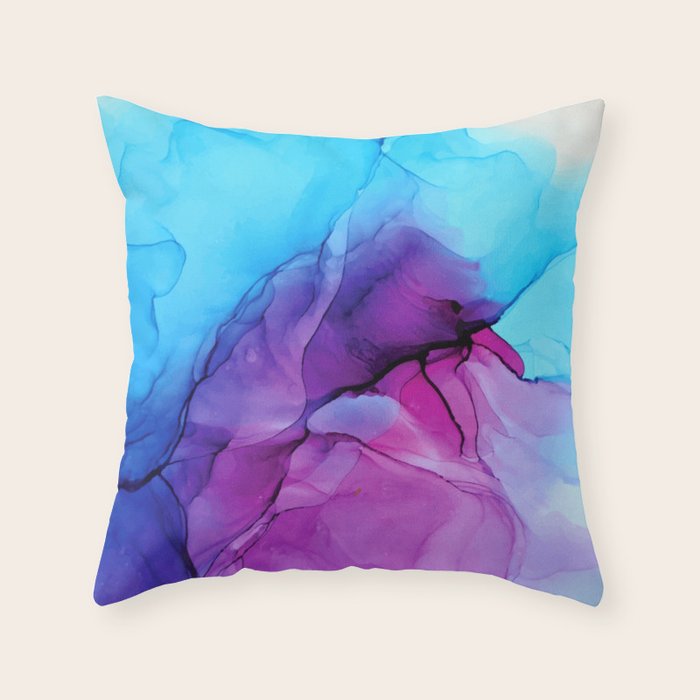 Aqua Pop - Alcohol Ink Painting Throw Pillow Gallery Image 6