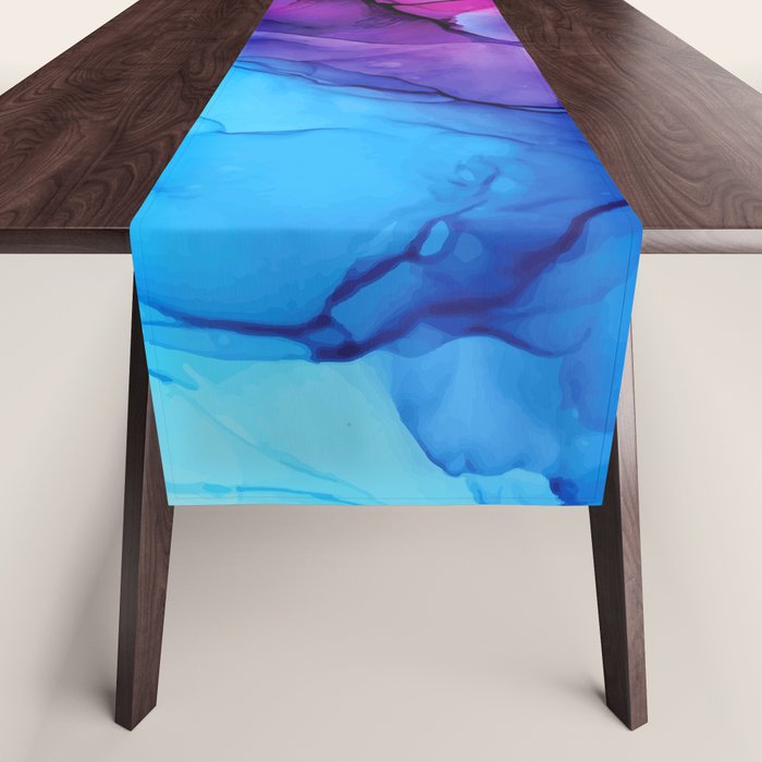 Aqua Pop - Alcohol Ink Painting Table Runner Gallery Image 1