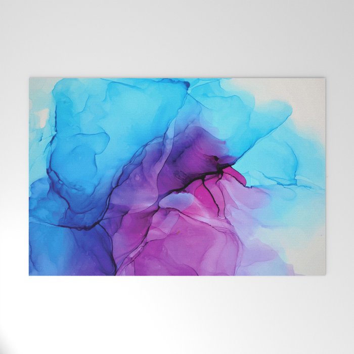 Aqua Pop - Alcohol Ink Painting Welcome Mat Gallery Image 1