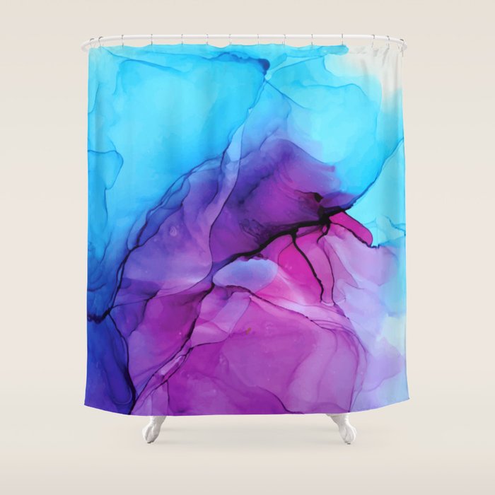 Aqua Pop - Alcohol Ink Painting Shower Curtain Gallery Image 1