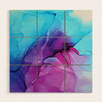 Aqua Pop - Alcohol Ink Painting Wood Wall Art Gallery Image 1