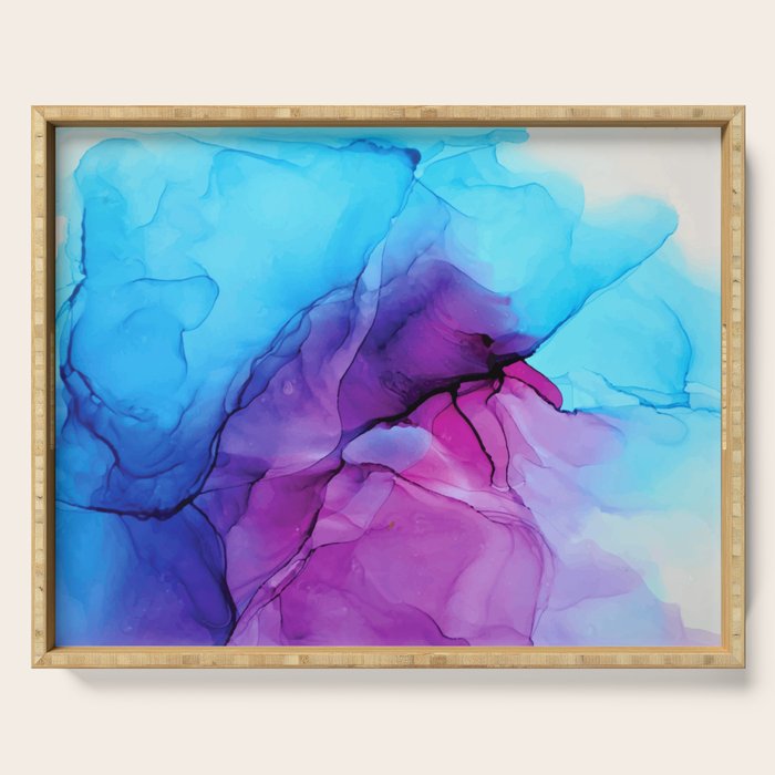 Aqua Pop - Alcohol Ink Painting Serving Tray Gallery Image 1